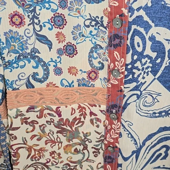 {Vincente} Women's Paisley Print Tunic Duster - Size Medium - Picture 11 of 16